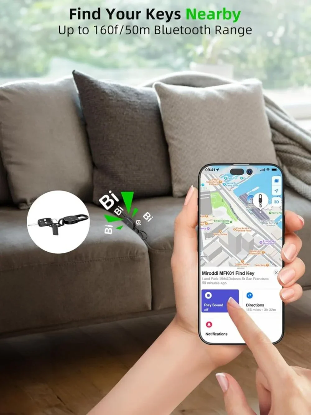 GPS Keychain Tracker for Apple Find My - Smart Car Key Finder Accessory